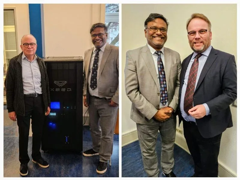 Prof. David DiVincenzo, Dr. Gopi Balasubramanian, and Timon Gremmels with Baby Diamond