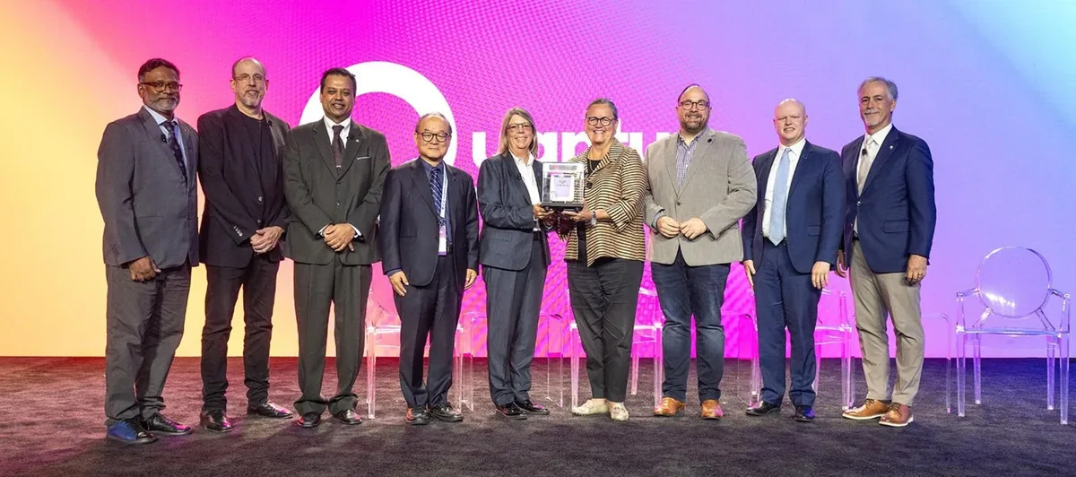 Partners from Fairfax County Public Schools, Connected DMV, FCEDA and XeedQ on stage at Quantum World Congress 2026