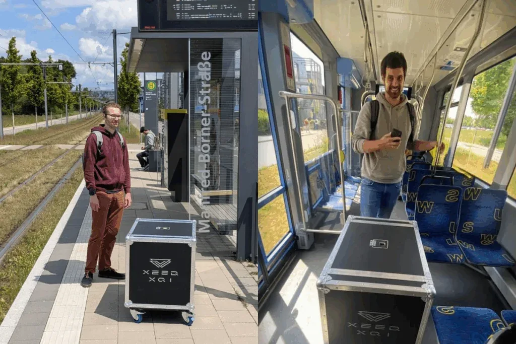 XQ1 travelling by tram to Ulm University’s Long Evening of Science